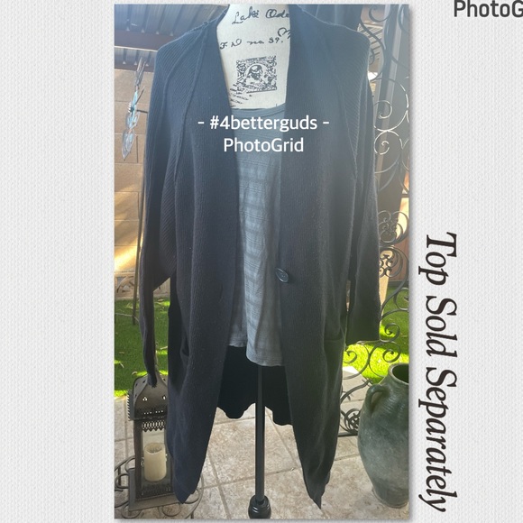 Free People Unisex Oversize Thick Cotton Ribbed Single Button Black Cardigan S P - Picture 16 of 16